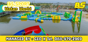 Inflatable water park on Lake